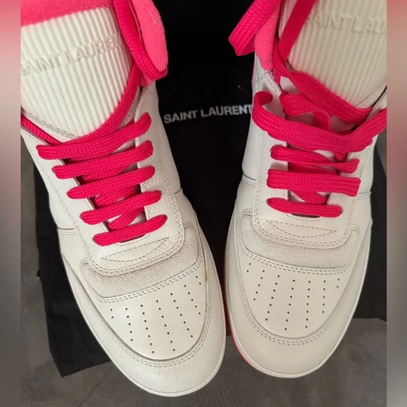 Saint Laurent SL/80 White and Pink Sneakers Size 8 / 41
